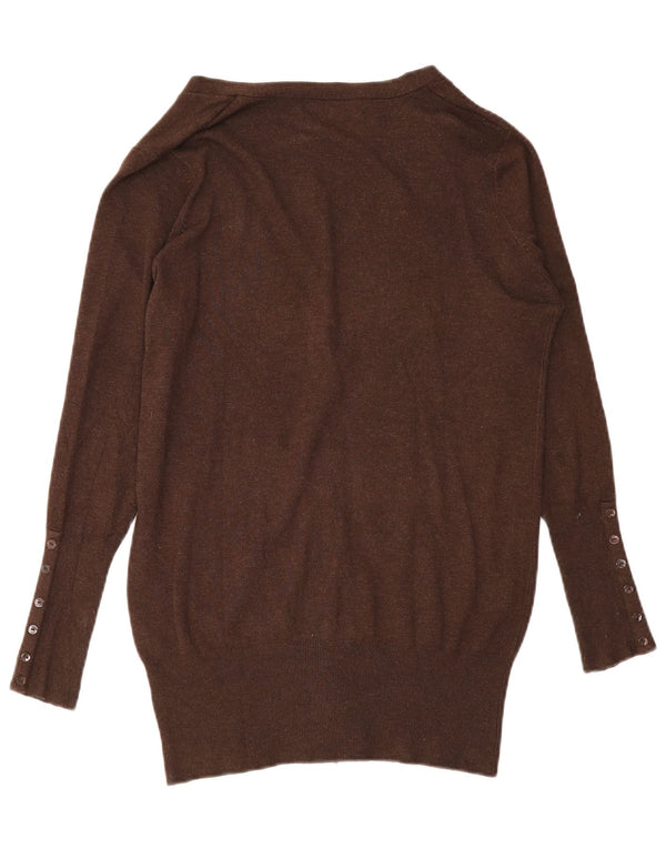 Zara ženski kardigan pulover UK 14 Large Brown Rayon