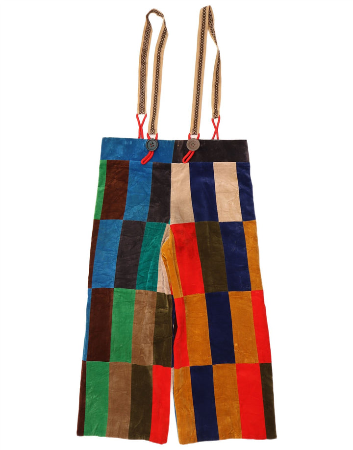 Vintage ženske baršunaste hlače Dungaree W26 L26 Raznobojni patchwork