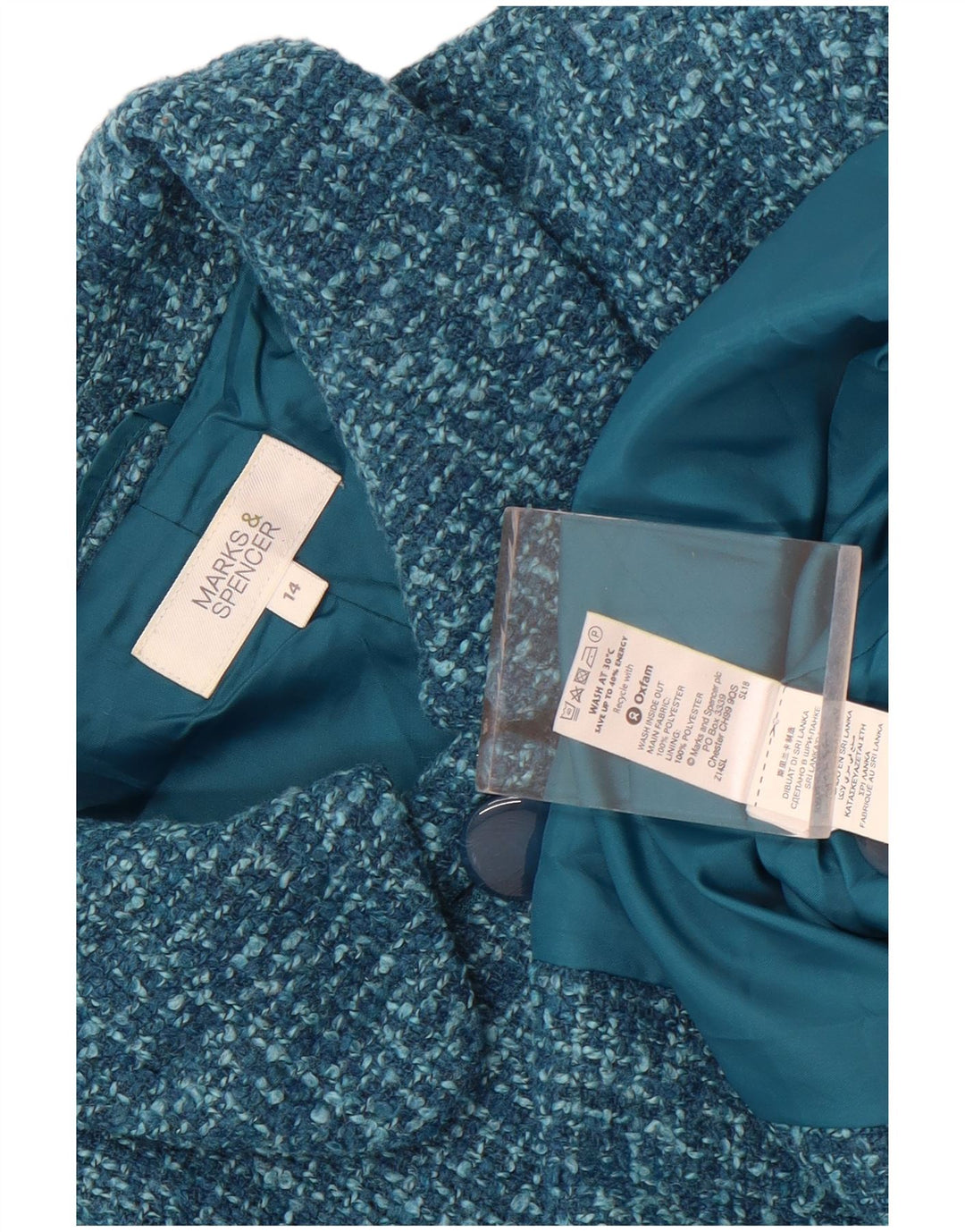 Marks & Spencer Ženska jakna sa 4 gumba UK 14 srednje plavi poliester
