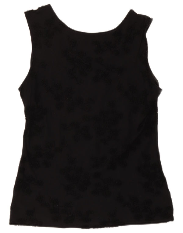 Le Tricot Longhin ženski prsluk UK 18 XL crna cvjetna viskoza
