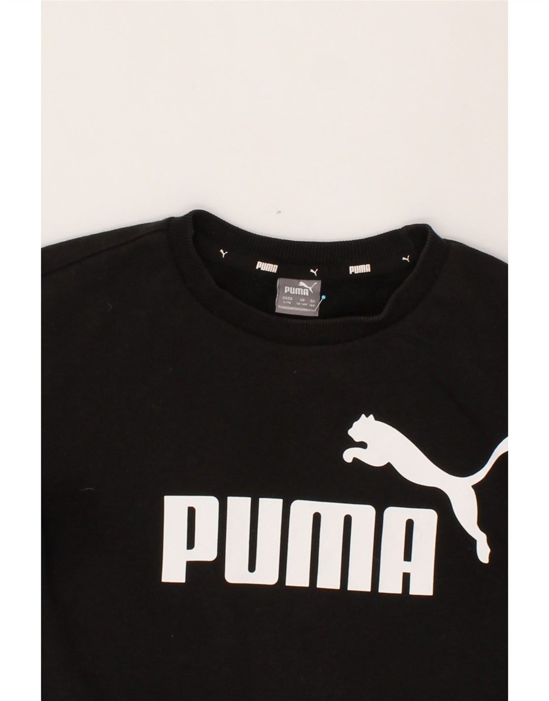 PUMA Boys Graphic Sweatshirt Jumper 13-14 Years XL Black Vintage Puma and Second-Hand Puma from Messina Hembry 