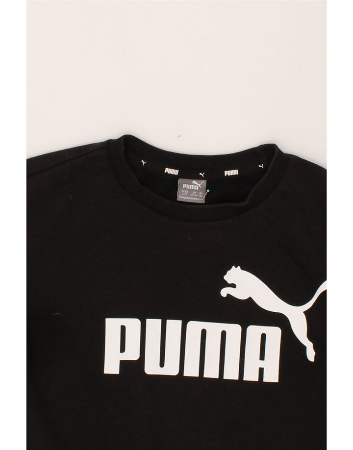 PUMA Boys Graphic Sweatshirt Jumper 13-14 Years XL Black Vintage Puma and Second-Hand Puma from Messina Hembry 