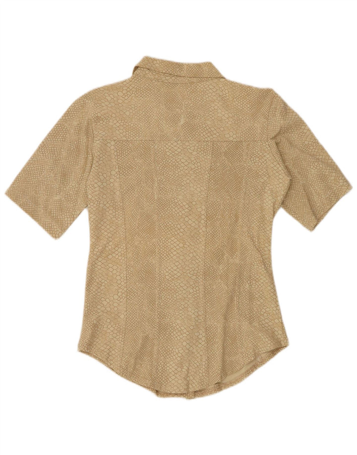VINTAGE ženska košulja s apstraktnim uzorkom UK 12 srednje bež životinjskog uzorka