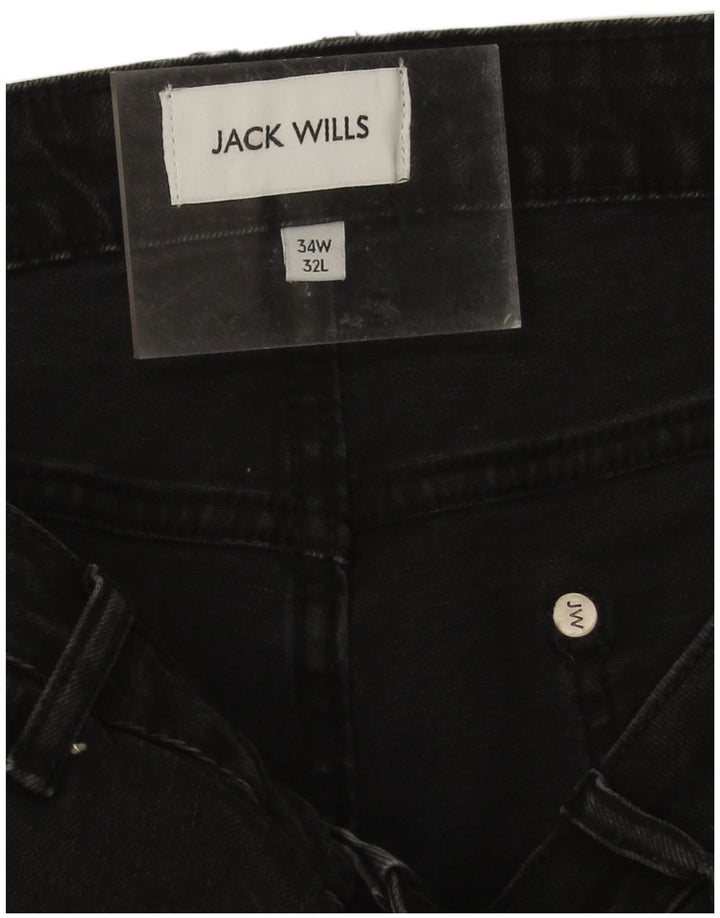 Jack Wills muške uske traperice W34 L29 crni pamuk