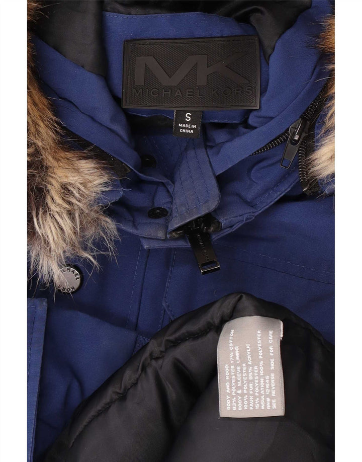 Michael Kors muška podstavljena bomber jakna s kapuljačom UK 36 mali plavi poliester