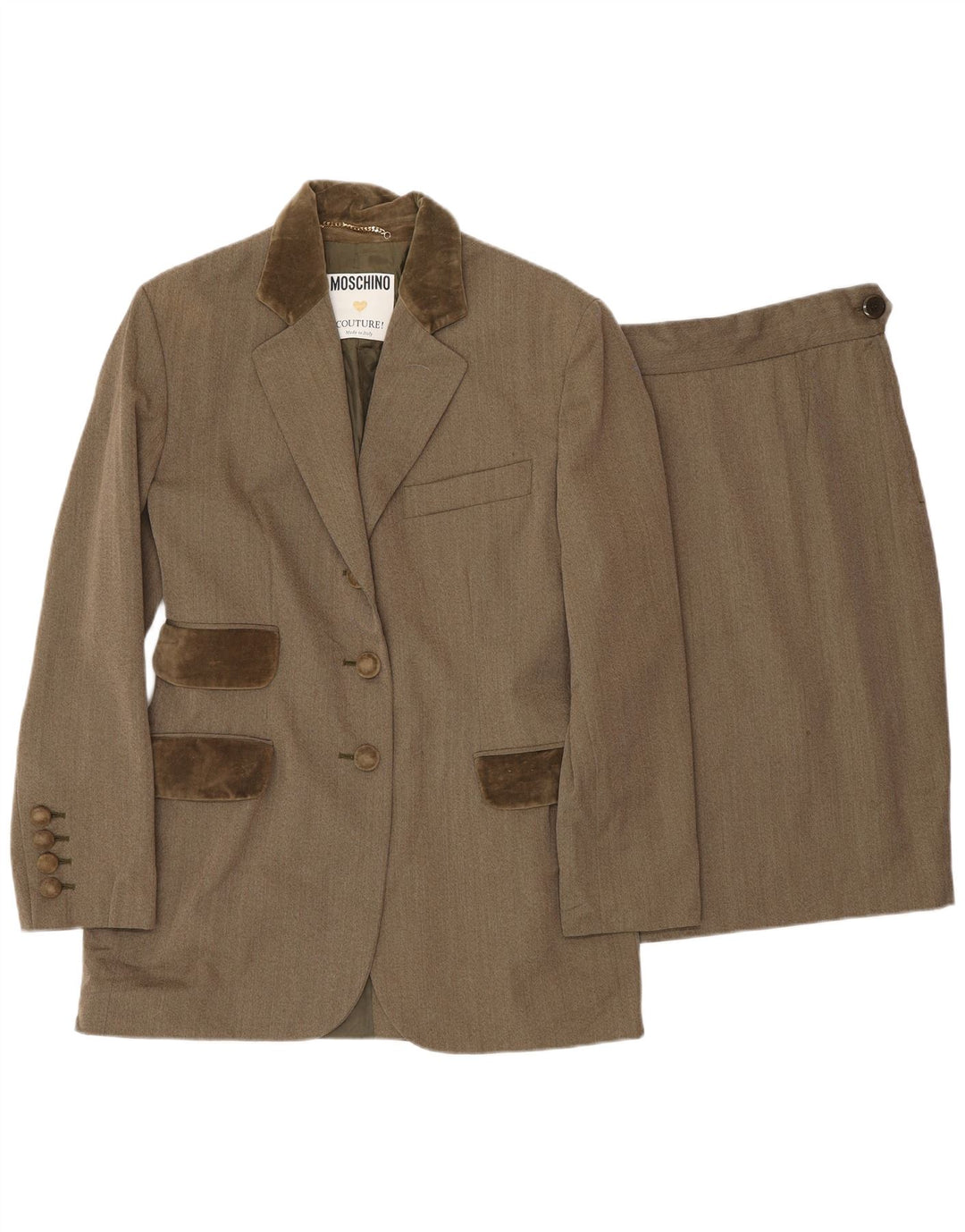 MOSCHINO Ženska dvodijelna suknja s 3 gumba UK 12 srednje W28 smeđa klasična