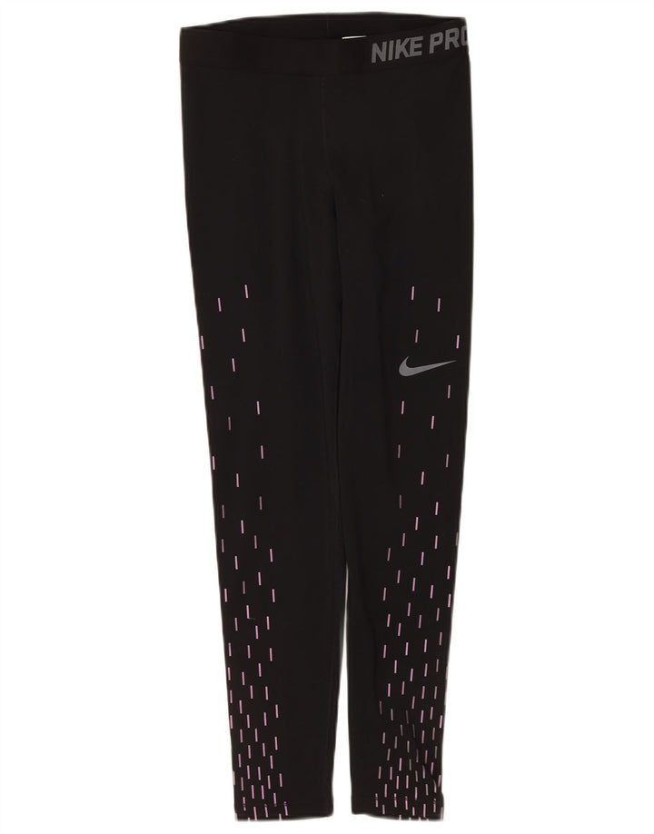 Nike Ženske Dri Fit Graphic Leggings UK 12 Medium Black Geometric