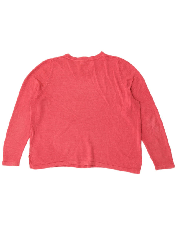Marks & Spencer Womens Boat Neck Jumper Sweater UK 18 XL Red Acrylic
