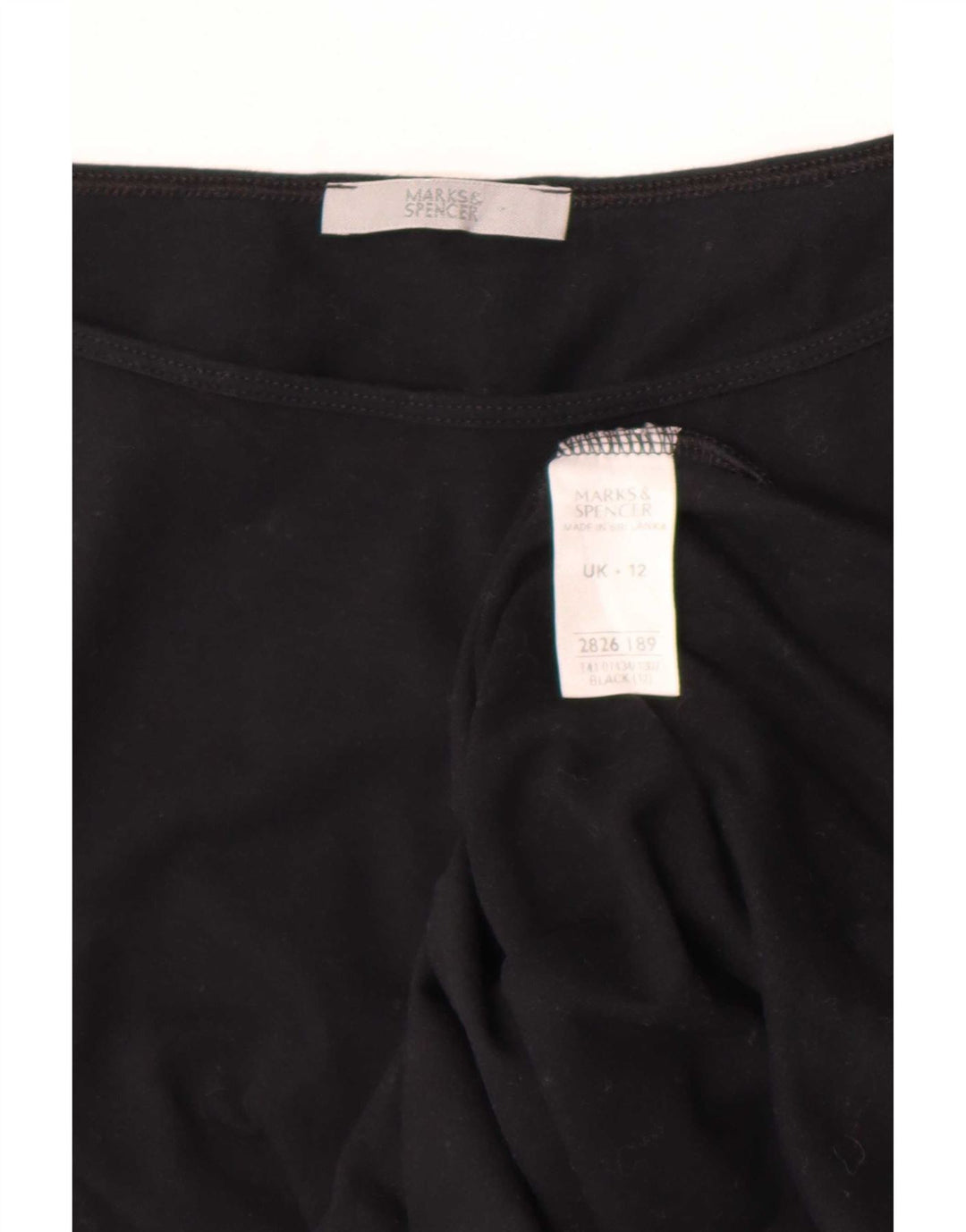 Marks & Spencer ženski kratki top s 3/4 rukavima UK 12 srednje crni pamuk