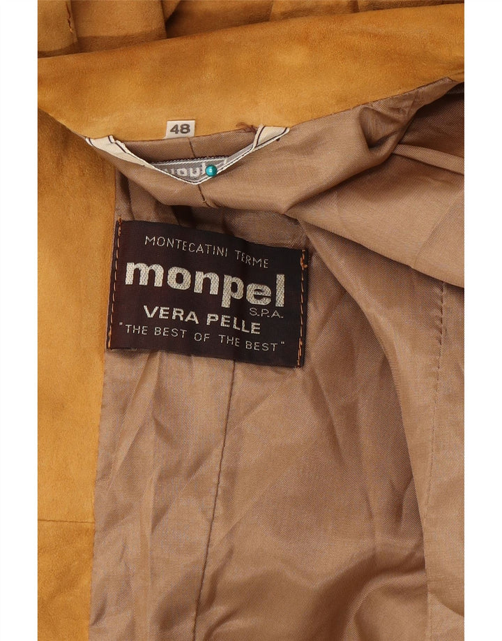 Monpel ženska jakna od brušene kože s 2 gumba IT 48 XL, bež koža
