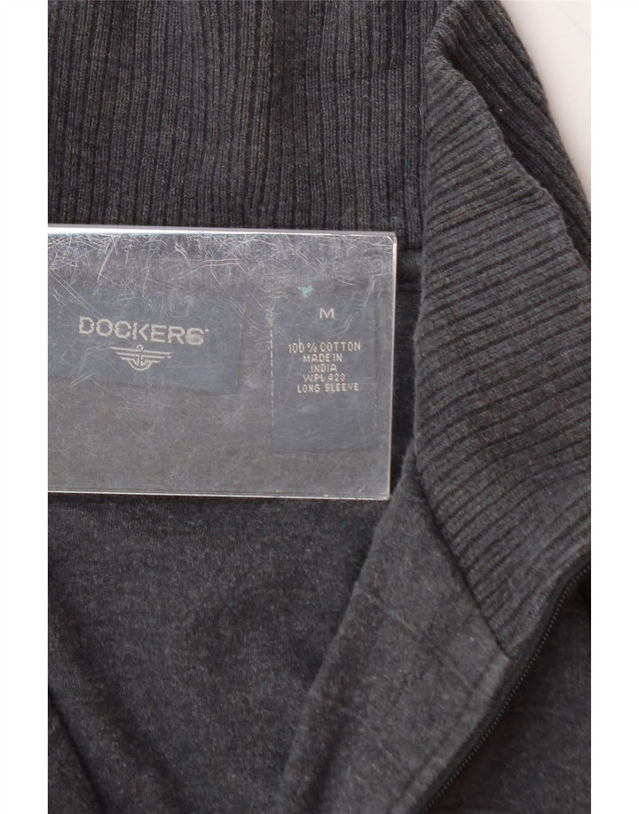 DOCKERS Mens Zip Neck Jumper Sweater Medium Grey Cotton Vintage Dockers and Second-Hand Dockers from Messina Hembry 
