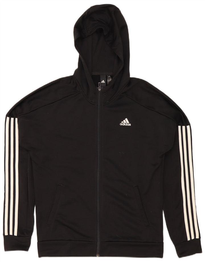 Adidas muški pulover s kapuljačom na patentni zatvarač srednje crne boje od poliestera
