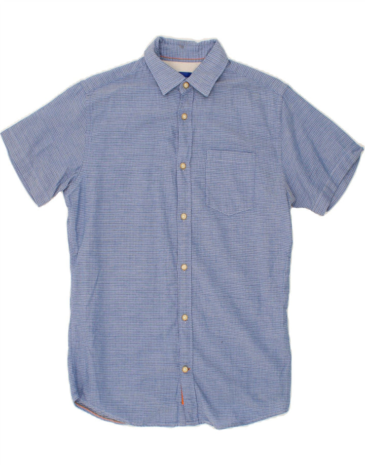 JACK & JONES Mens Short Sleeve Shirt Small Blue Spotted Cotton Vintage Jack & Jones and Second-Hand Jack & Jones from Messina Hembry 