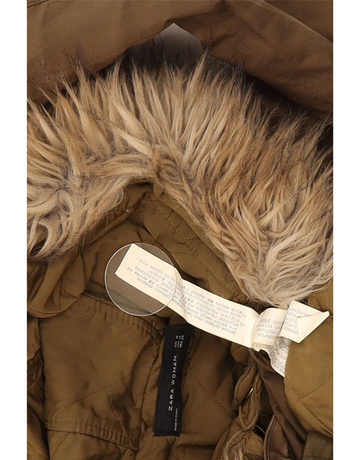 Zara ženska parka jakna s kapuljačom UK 14 srednje kaki poliester