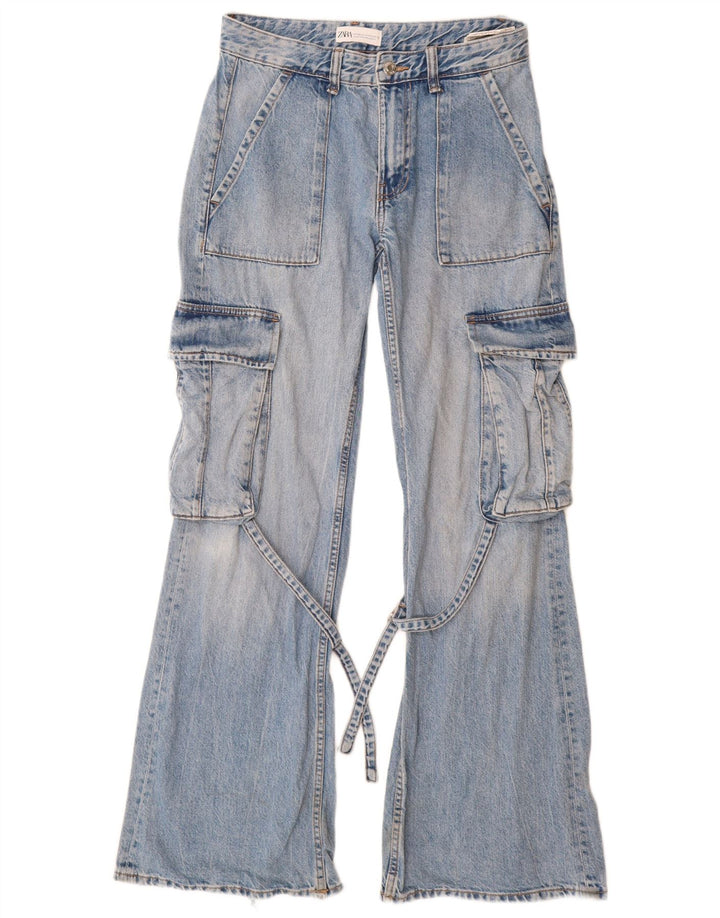 ZARA ženske Cargo lepršave traperice EU 34 2XS W24 L32 plavi pamuk