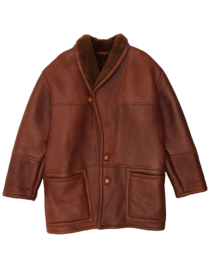 Muška jakna Zenith Shearling UK 42 XL smeđa ovčja koža