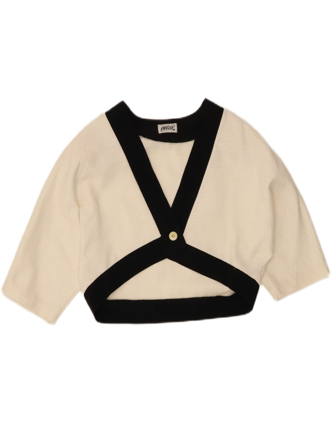 Vintage ženski bolero gornji dio EU 44 XL od sivobijelog pamuka