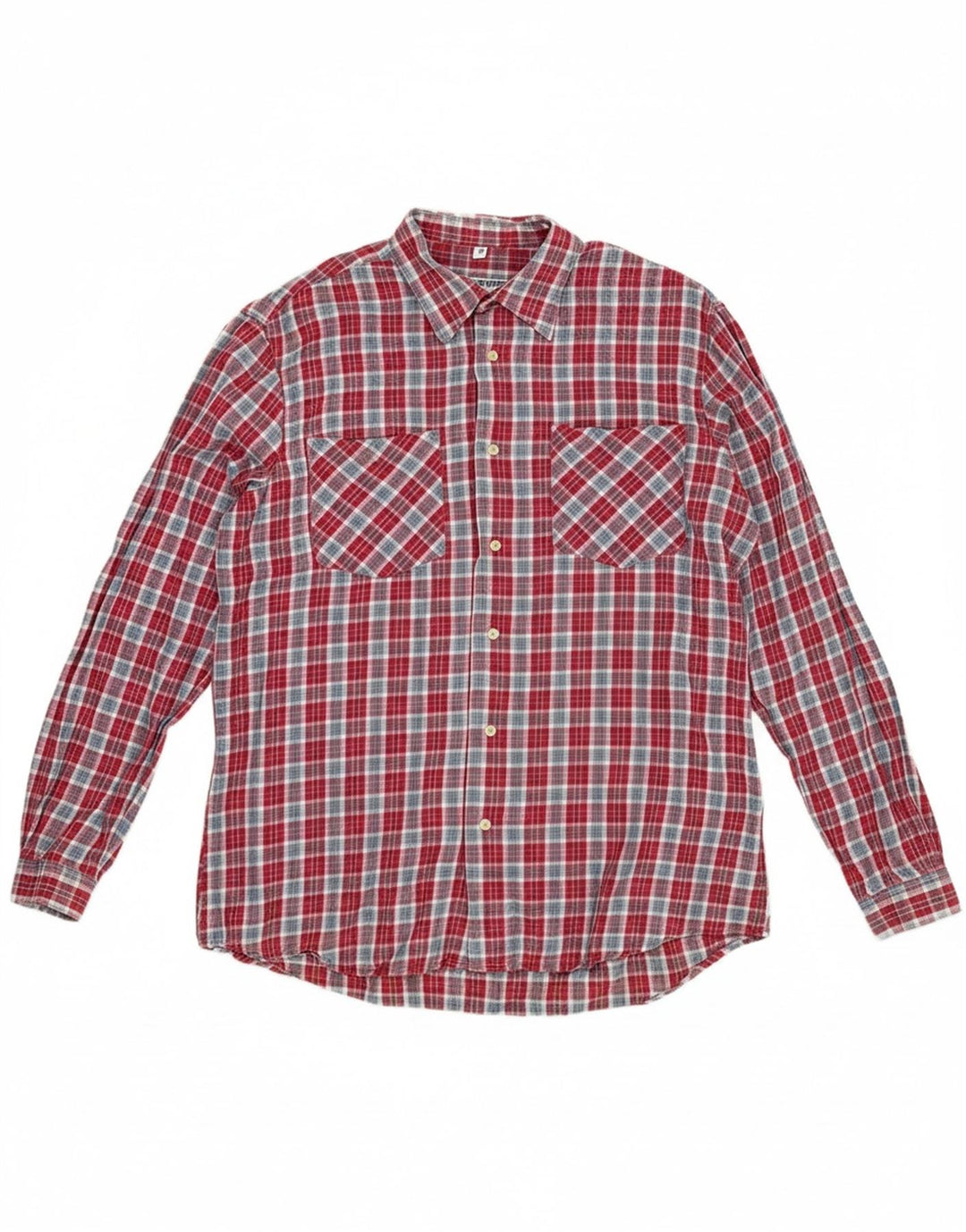 VINTAGE Womens Flannel Shirt Large Red Check Cotton