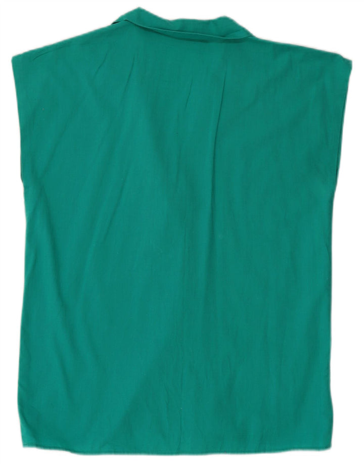 VINTAGE Ženska košulja bez rukava UK 12 srednje tirkizna