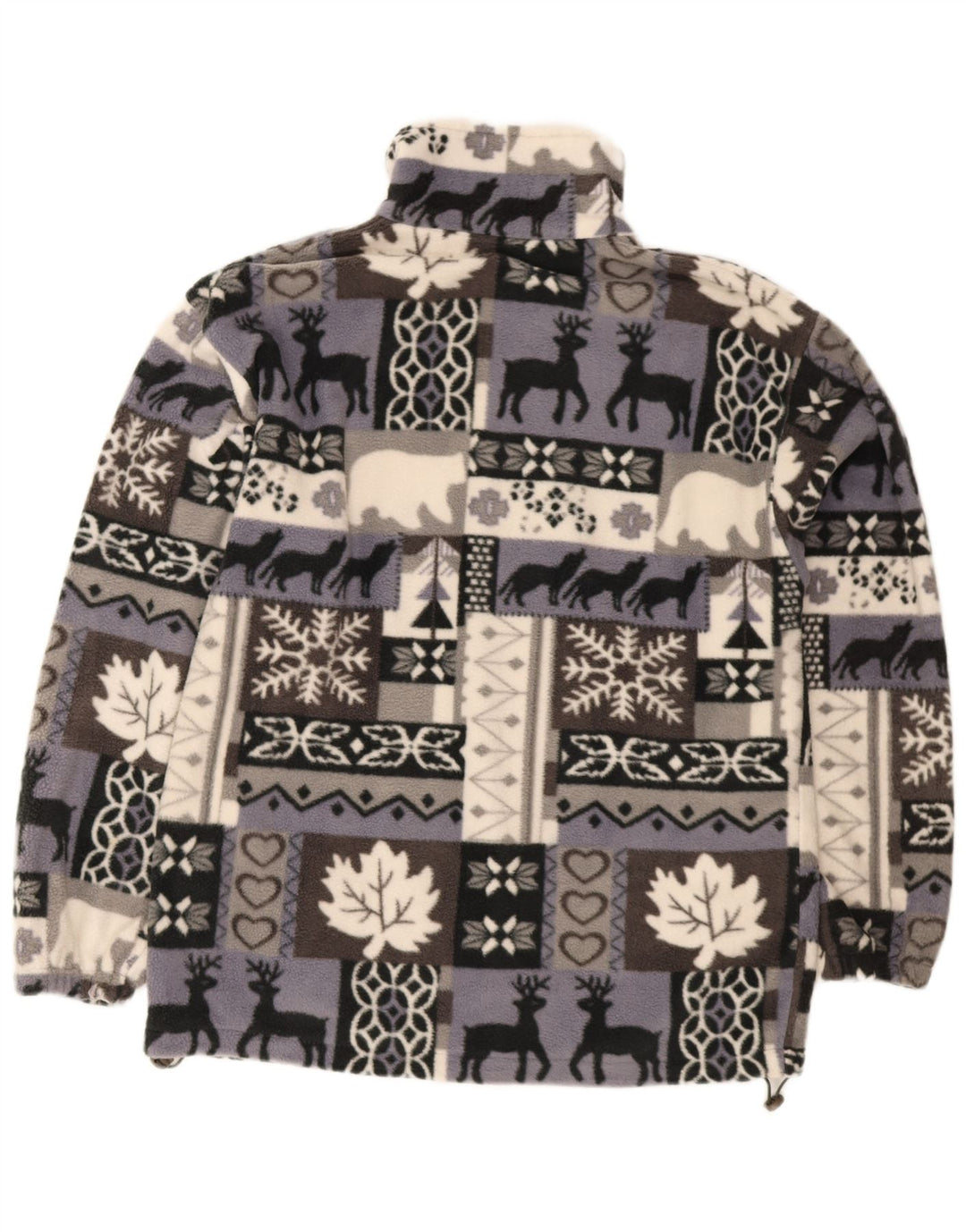 Vintage muška flis jakna UK 40 Large Grey Fair Isle poliester