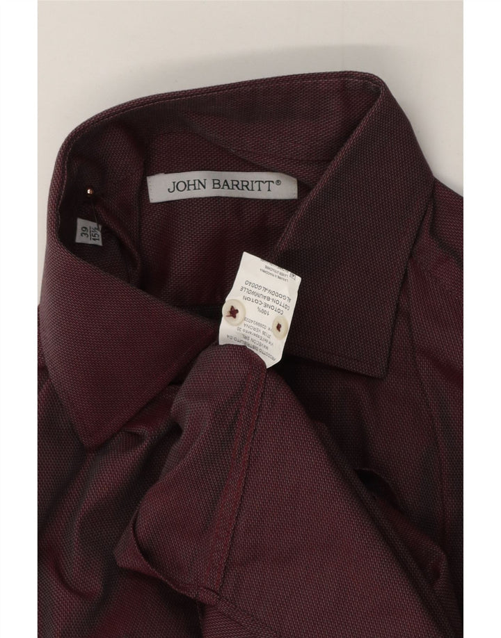 JOHN BARRITT Mens Shirt Size 39 15 1/2 Medium Burgundy Cotton