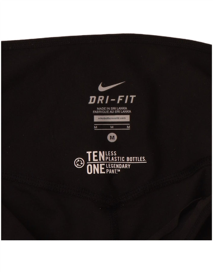 NIKE Womens Dri Fit Capri Leggings UK 12 Medium  Black Polyester