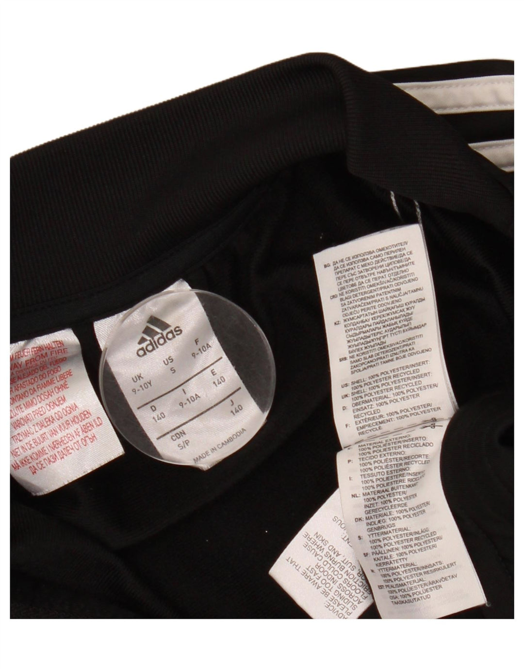 ADIDAS Gornja jakna trenirke za dječake 9-10 godina, crni poliester