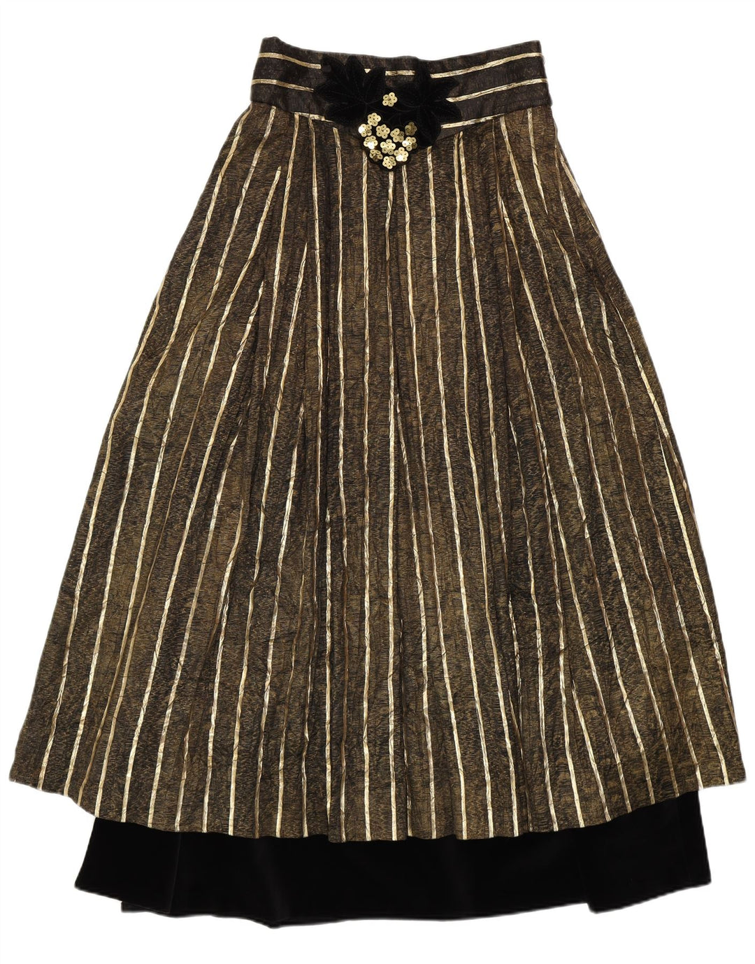 PFISTER Ženska suknja A-kroja visokog struka EU 38 srednje veličine W26 na zlatne pruge