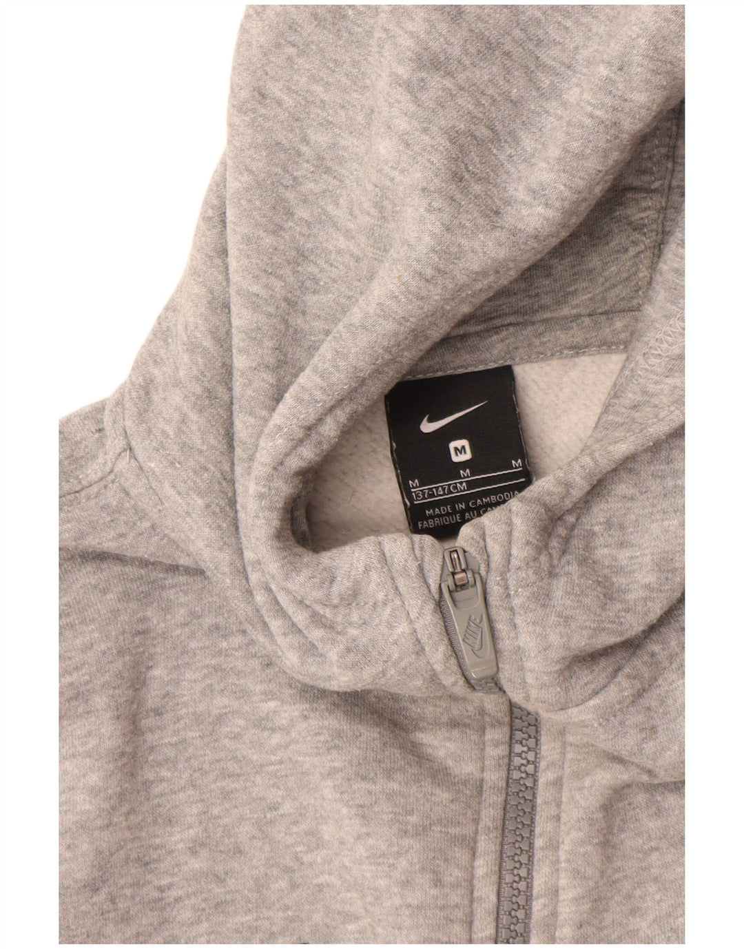 NIKE pulover s kapuljačom na patentni zatvarač za dječake 10-11 godina srednje sivi pamuk