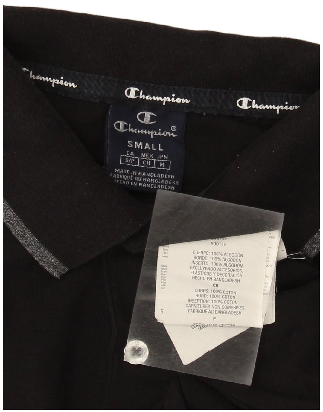 CHAMPION Muška polo majica dugih rukava Mala crna pamučna