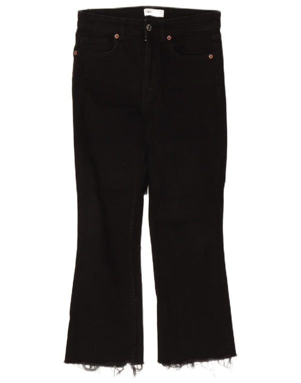 Zara ženske crop bootcut traperice visokog struka EU 38 male W28 L25 crni pamuk