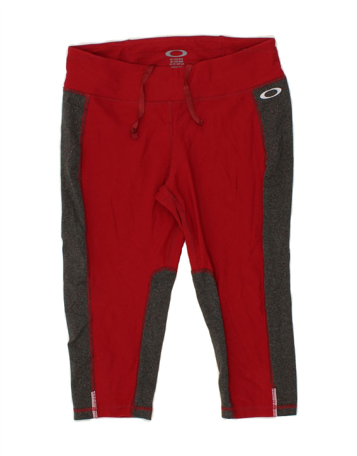 OAKLEY Womens Capri Leggings UK 12 Medium  Red Colourblock Polyester Vintage Oakley and Second-Hand Oakley from Messina Hembry 