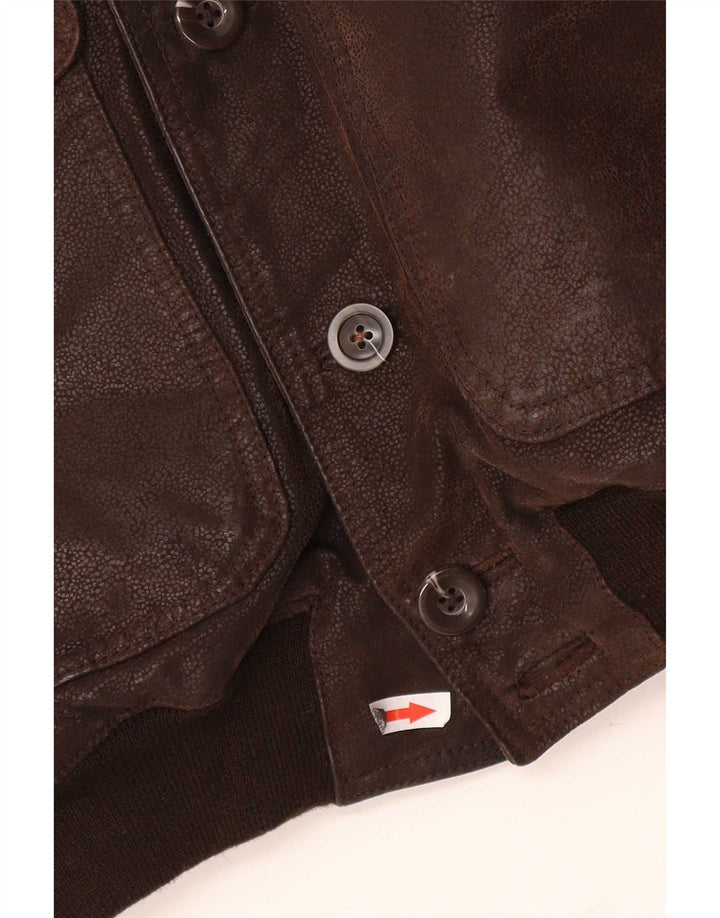 Vintage muška bomber kožna jakna IT 48 srednje smeđa