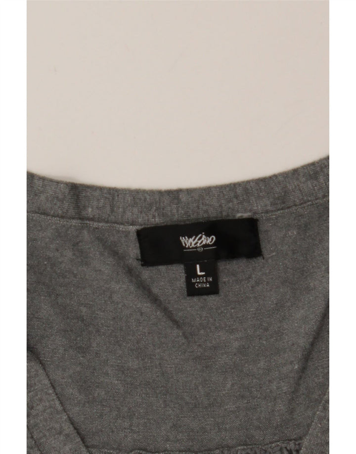MOSSIMO Womens 3/4 Sleeve Cardigan Sweater UK 14 Large Grey Rayon Vintage Mossimo and Second-Hand Mossimo from Messina Hembry 