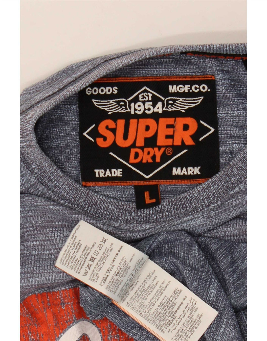 Superdry muška majica kratkih rukava s grafičkim motivima, veliki sivi flekasti poliester