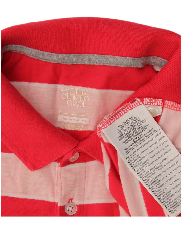 NIKE Womens Polo Shirt UK 12 Medium Red Striped Cotton Vintage Nike and Second-Hand Nike from Messina Hembry 