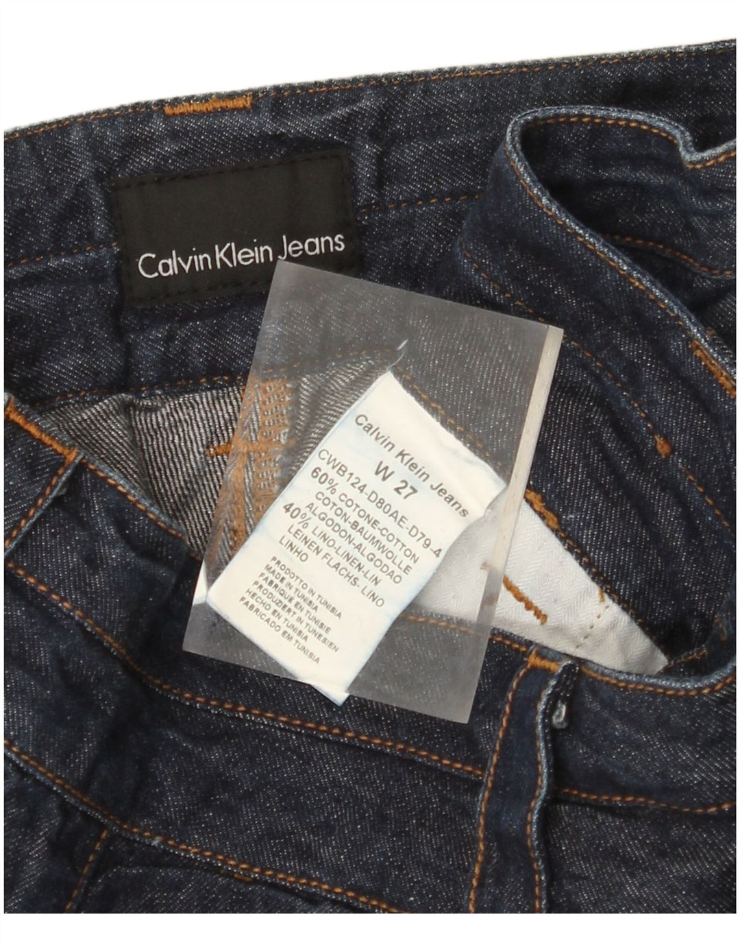 CALVIN KLEIN Ženske ravne traperice W27 L35 tamnoplavi pamuk