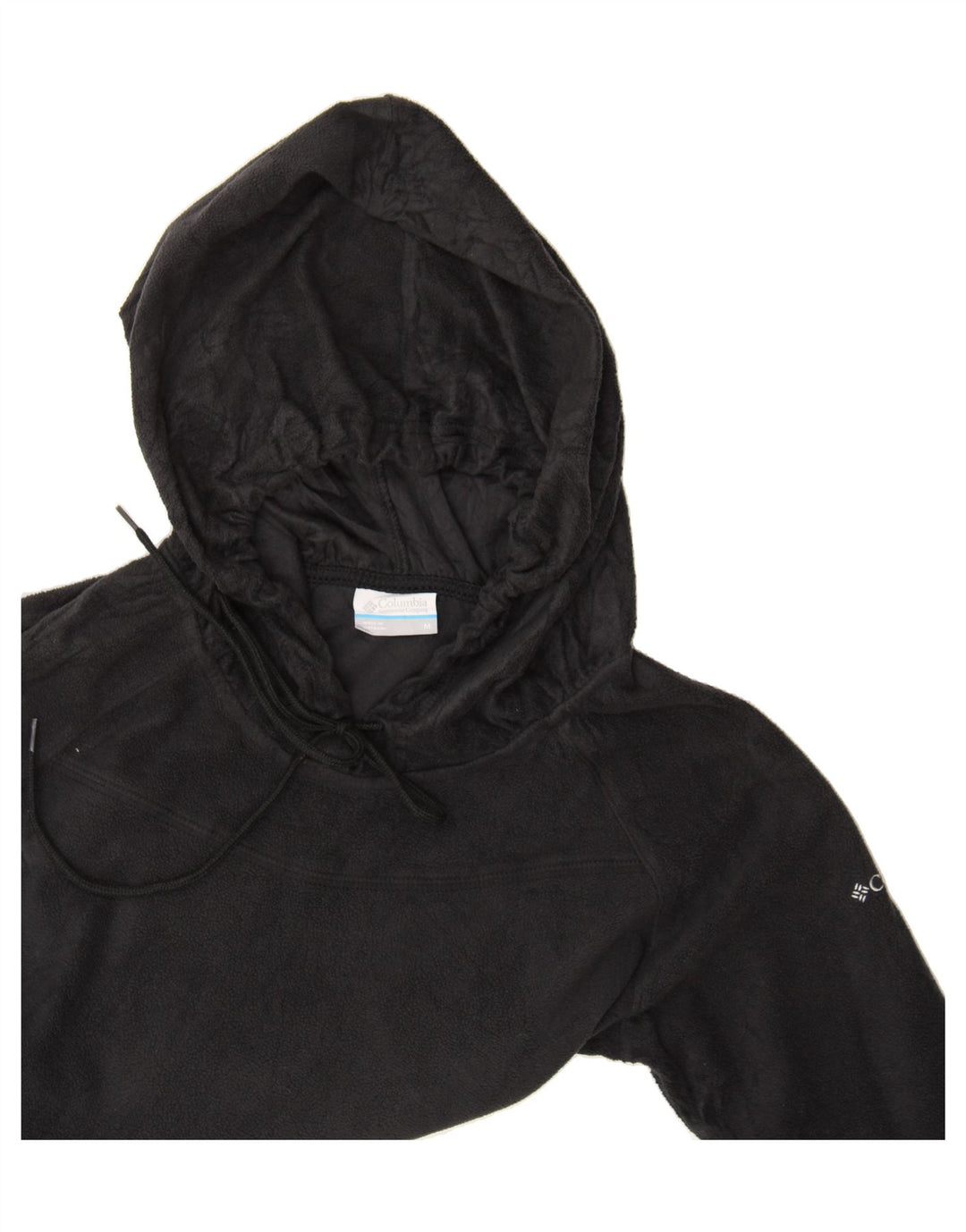 COLUMBIA Womens Hooded Fleece Jumper UK 12 Medium Black Polyester Vintage Columbia and Second-Hand Columbia from Messina Hembry 