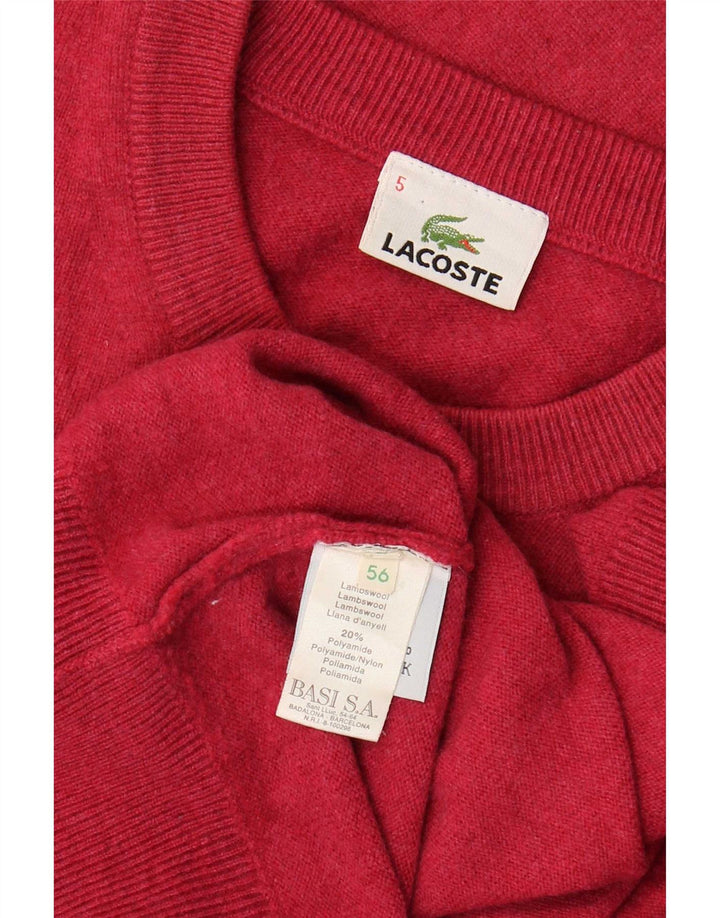 Lacoste muški džemper s okruglim izrezom veličine 5, velika ružičasta janjeća vuna