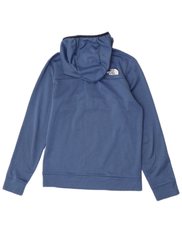 The North Face Boys Graphic Hoodie Jumper 14-15 Years XL Blue Colourblock
