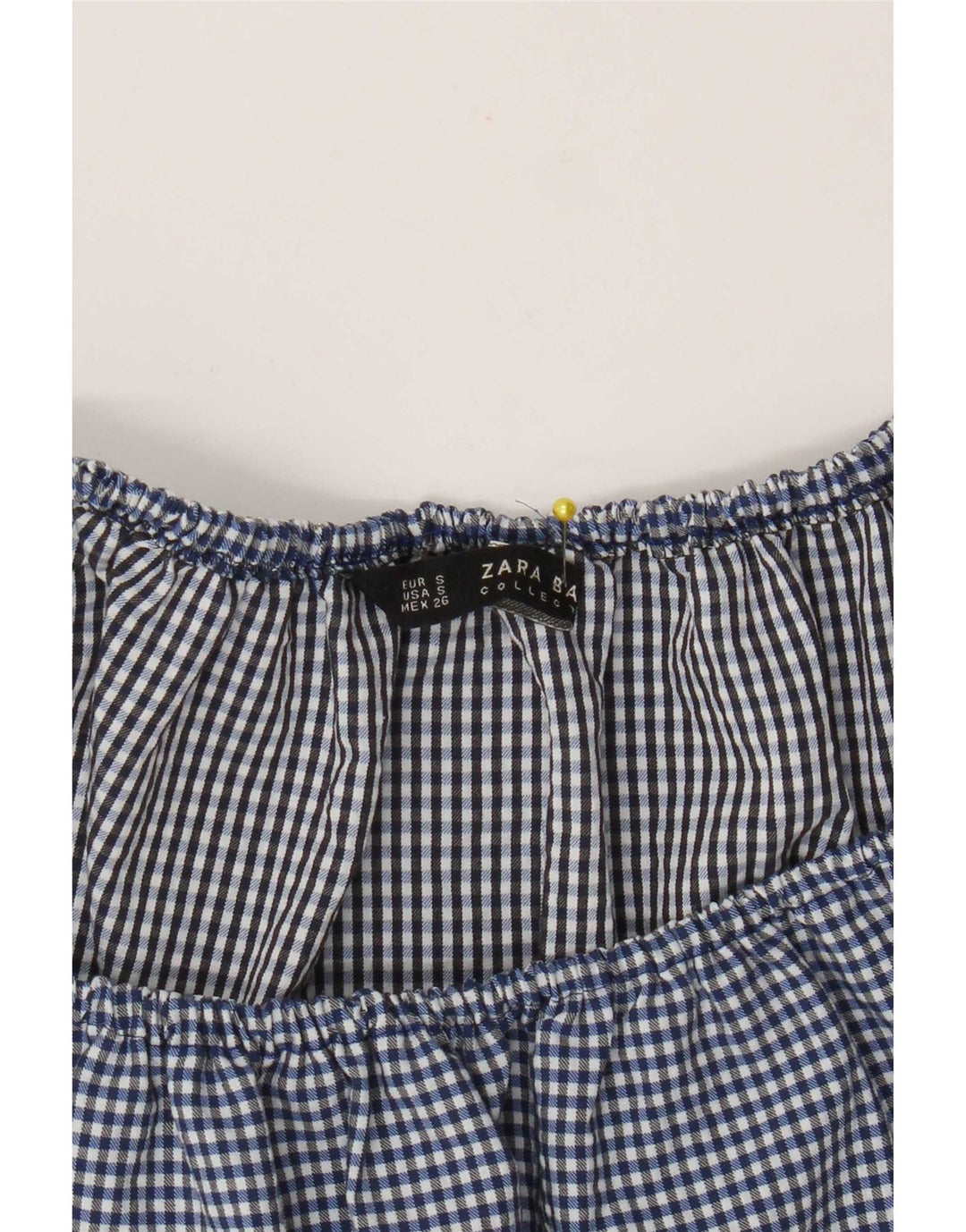 Zara ženska majica s otvorenim ramenima UK 10 Mala tamnoplava gingham
