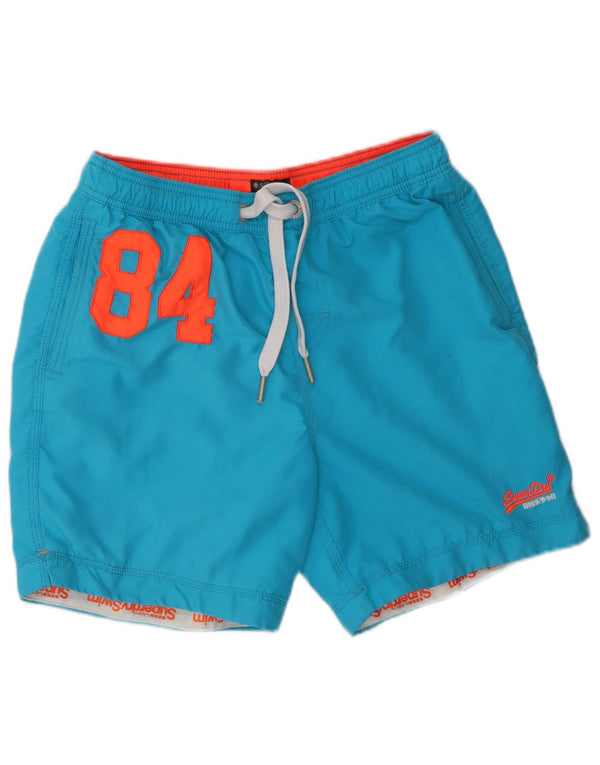 Superdry muške kratke kupaće hlače s grafičkim motivima, veliki plavi poliester