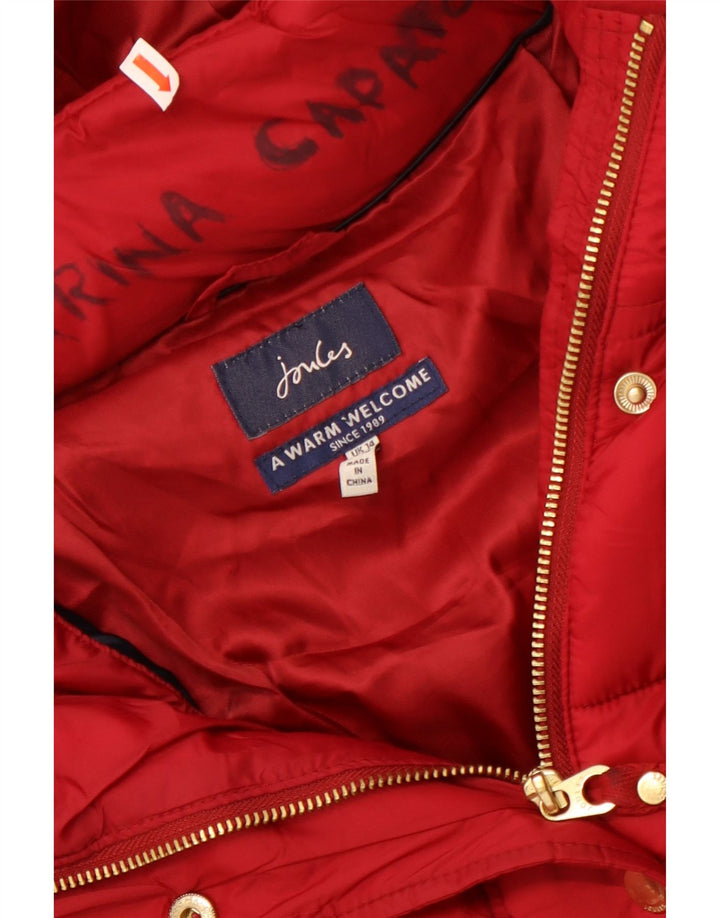 Joules ženski podstavljeni kaput s kapuljačom UK 14 Veliki crveni poliamid