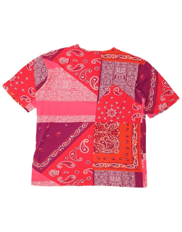 Vintage ženska majica kratkih rukava UK 16 Large Pink Paisley Pamuk