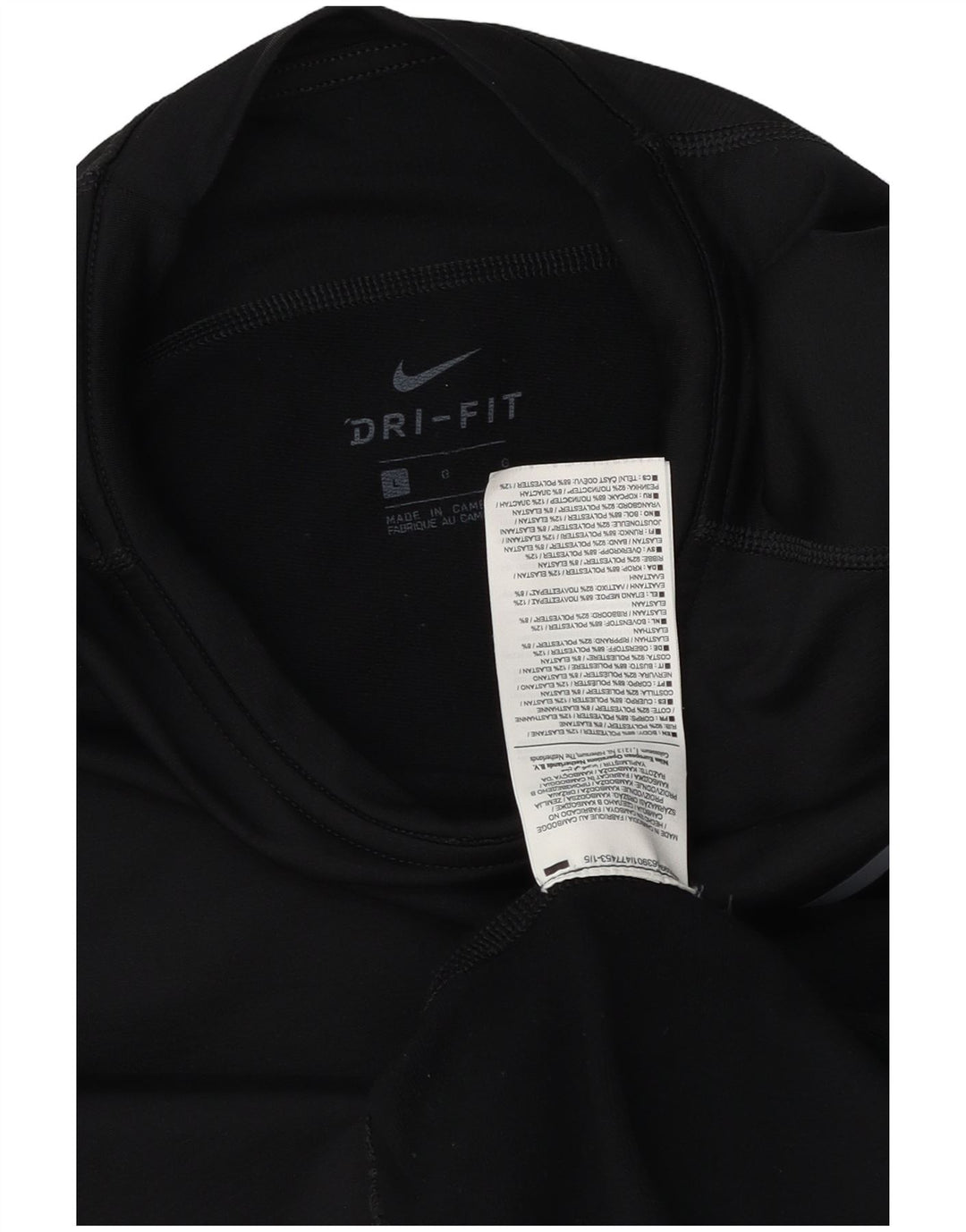 Nike Dri Fit majica s dugim rukavima, veliki crni poliester
