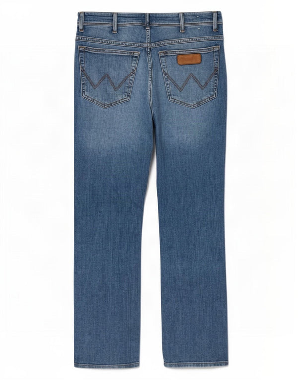 Wrangler muške teksaške ravne traperice W33 L32 plavi pamuk