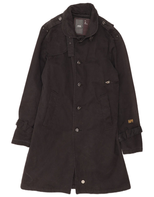 G-Star Mens Trench Coat UK 42 XL Black Cotton