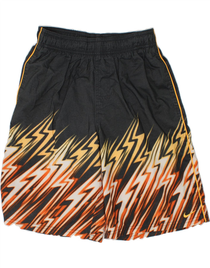 NIKE Boys Abstract Pattern Sport Shorts 12-13 Years Large Grey Polyester Vintage Nike and Second-Hand Nike from Messina Hembry 