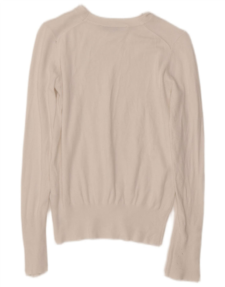 ZARA ženski džemper s veznim izrezom UK 10 Mala bijela viskoza