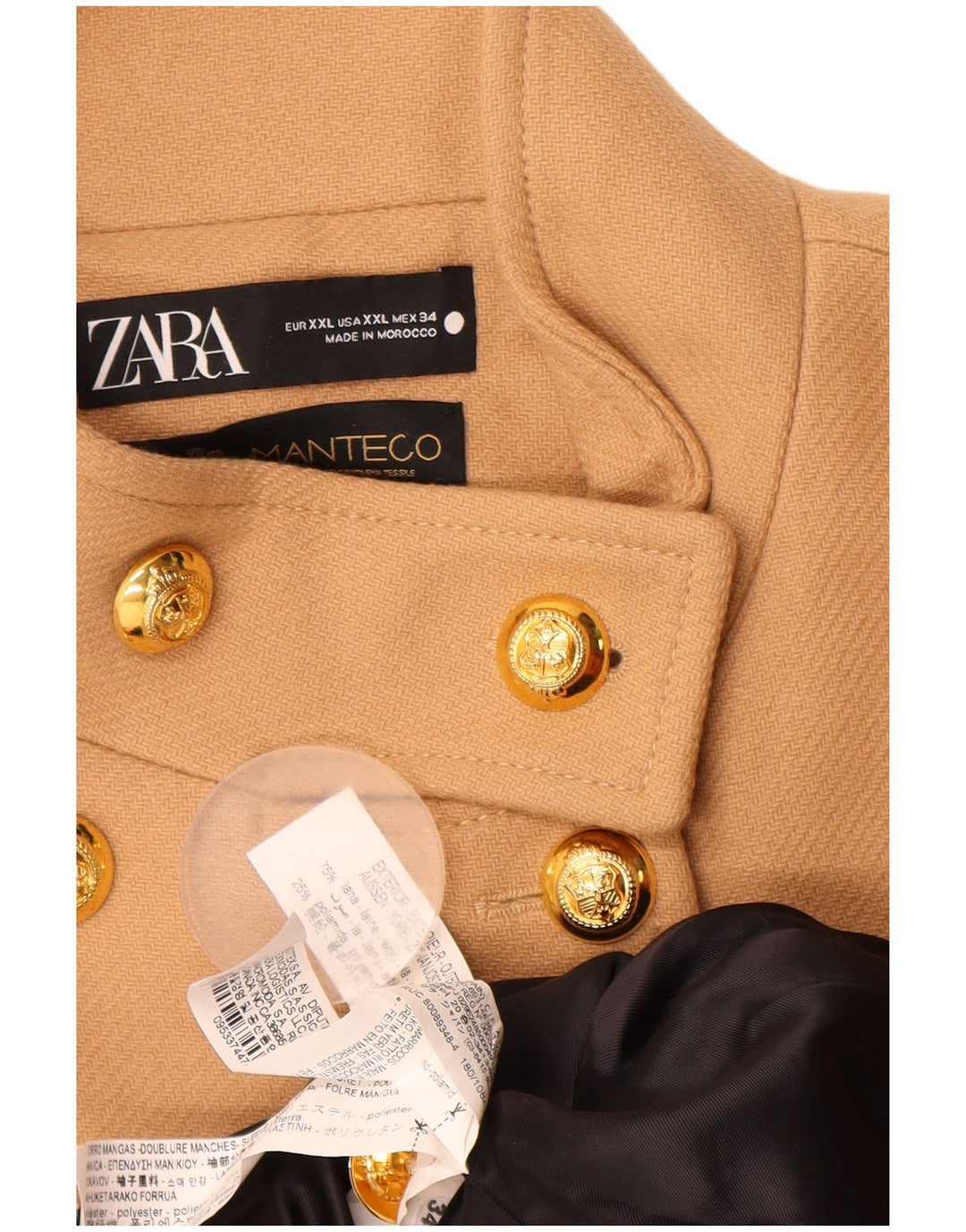 Zara ženski graškasti kaput UK 20 2XL bež vuneni